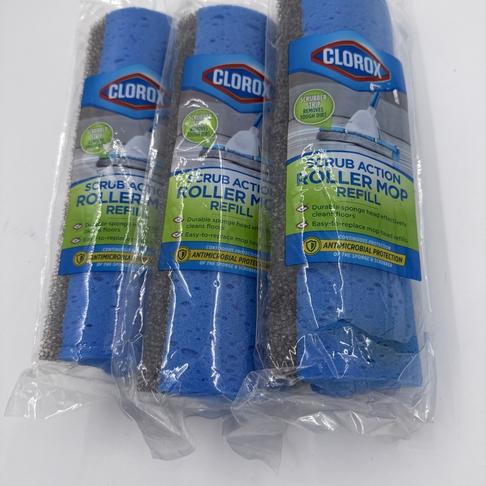 🫧CLOROX ROLLER Antimicrobial Mop Head Refill - New 🫧 Lot of 3